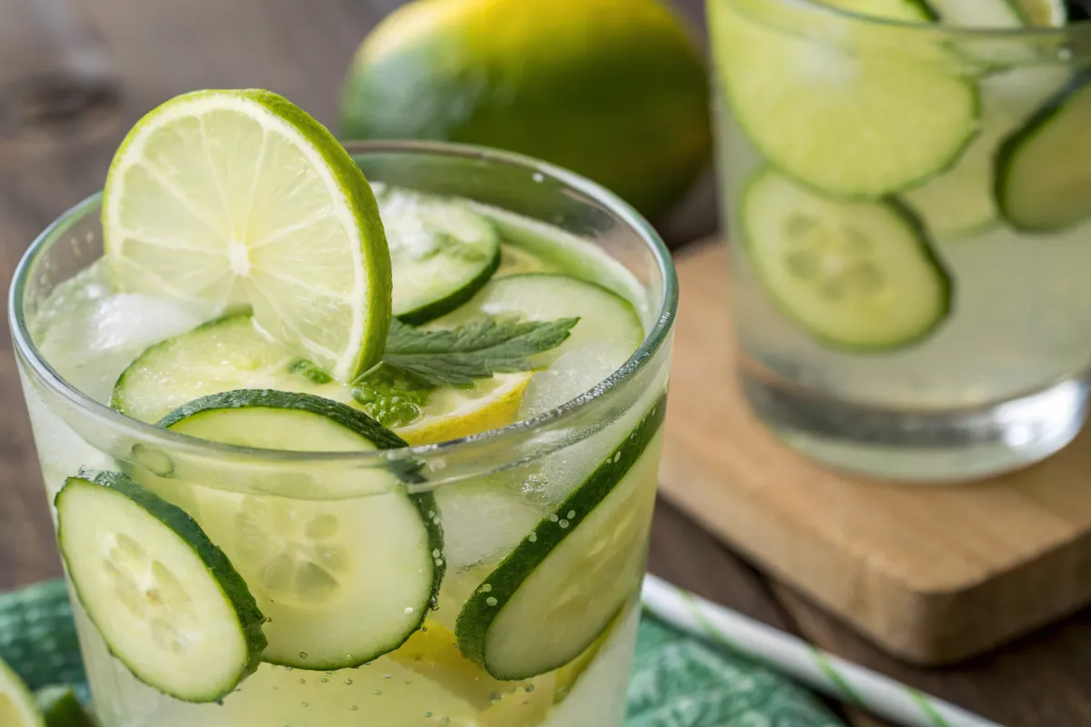 Delicous fresh drink made of lime and cucumber, infused with CBD