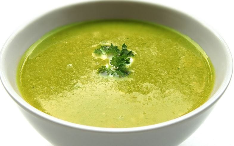 Delicious green soup mixed with cannabis.