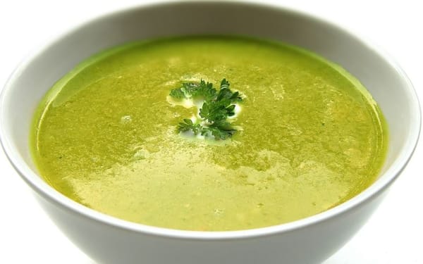 Delicious green soup mixed with cannabis.