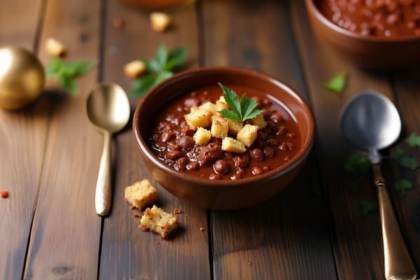 Chocolate Chili with Cinnamon Croutons