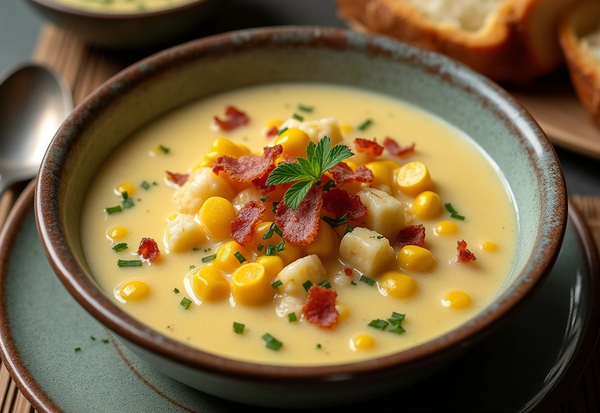 Corn and Crab Chowder with Bacon and Chives