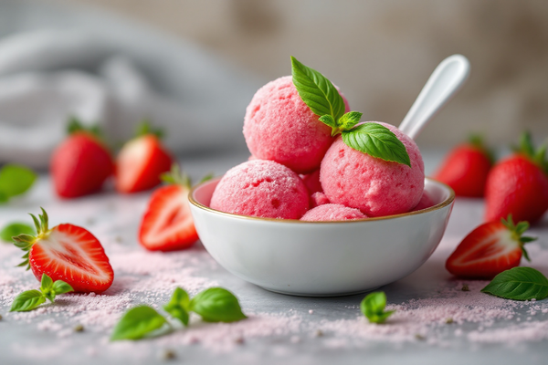 Strawberry Basil Sorbet