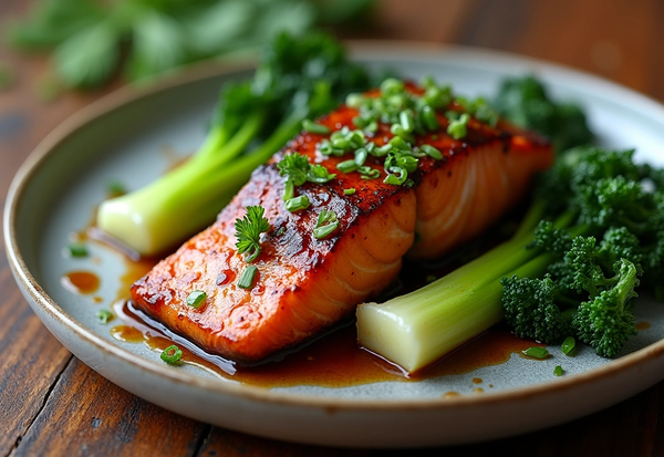 Miso Glazed Salmon with Stir-Fried Bok Choy