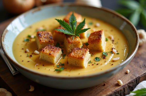 Confit Garlic Soup with Toasted Sourdough Croutons