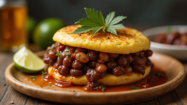 Cannabis-Stuffed Arepas with Black Beans & Plantains