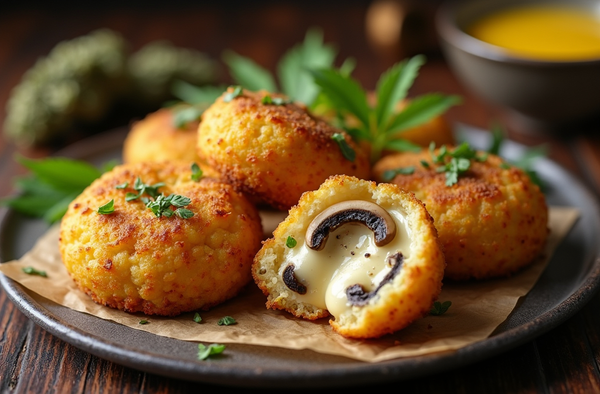 Mushroom and Truffle Arancini with Parmesan Fonduta
