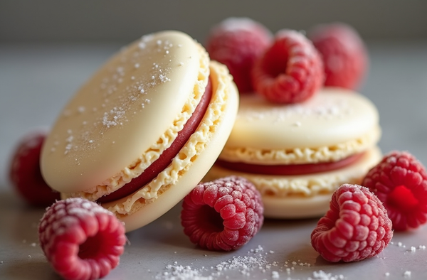 White Chocolate and Raspberry Macarons